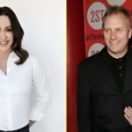 Portrait of Constantine Yankoglu's former wife and a red carpet photo of the couple together at an event.