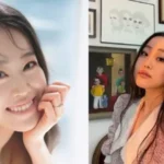 A side-by-side comparison of Stephanie Soo, featuring a bright, smiling portrait and a stylized indoor photo with art in the background.