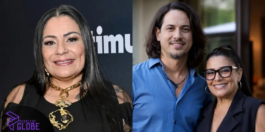 A split photo featuring a close-up portrait of Antonimar Mello smiling on the left, and an archival red carpet photo of him standing beside his former wife, singer Lisa Lisa, at a movie premiere on the right.