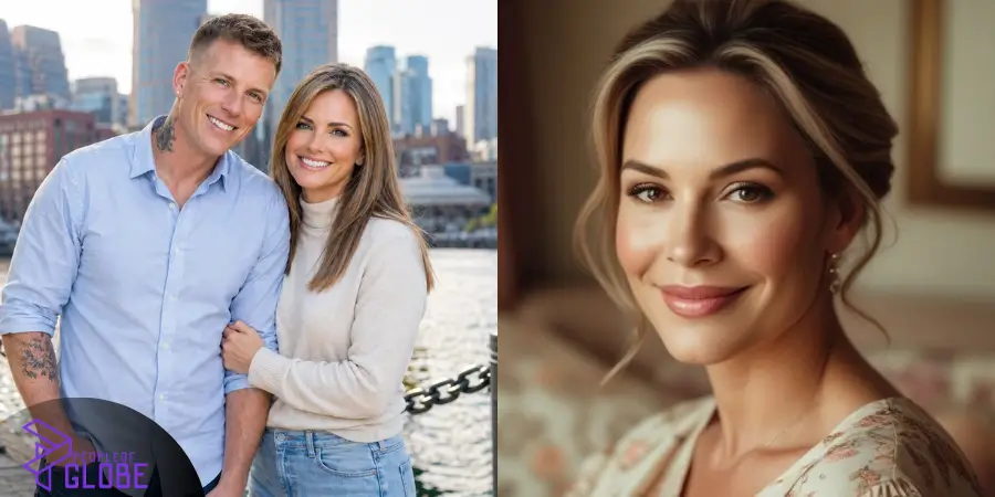 A split-screen informational graphic featuring a portrait of Denika Kisty smiling on the left, and an archival sports photo of her husband, former NBA point guard Jason Williams, on the right.