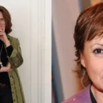 An informational split-screen graphic displaying portraits of French actresses Isabelle Candelier on the left and Chantal Lauby on the right.
