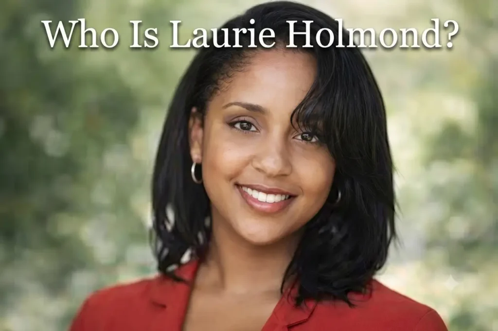 An informational studio portrait of Laurie Holmond, highlighting her profile as a private figure connected to hip-hop history.