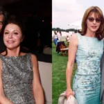 An informational split-screen graphic showing two photos of Marshall Coben and his wife, actress Jane Leeves, attending public industry events together.